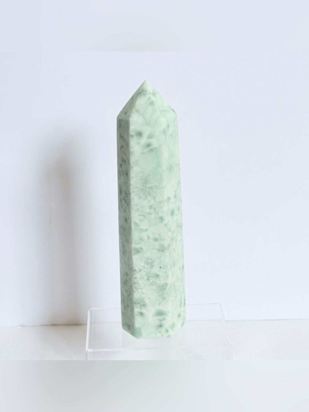 Snowflake Alabaster Tower Obelisk – 6 Sided Polished Crystal Point 978g 9”